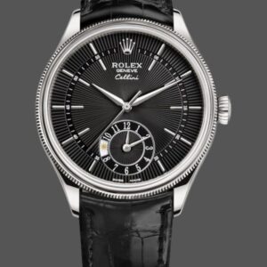Rolex Cellini Dual Time 50529 Black Guilloche Dial 39mm Mens Replica Watch